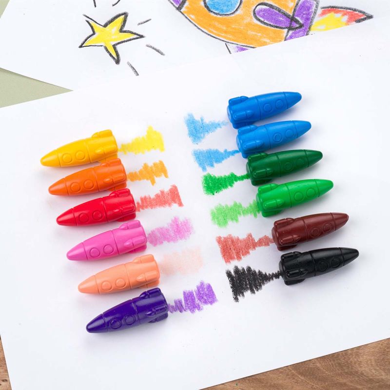 Rakiety - Kredki świecowe 12 kolorów