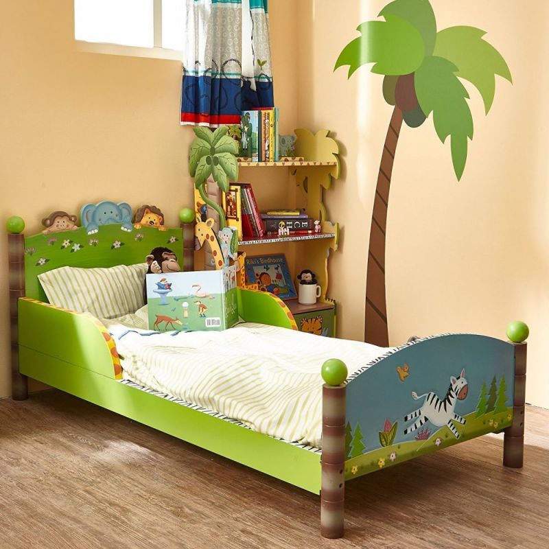 Łóżko dziecięce 140x70cm - Słoneczne safari - ręcznie rzeźbione i malowane-delikatne obicie