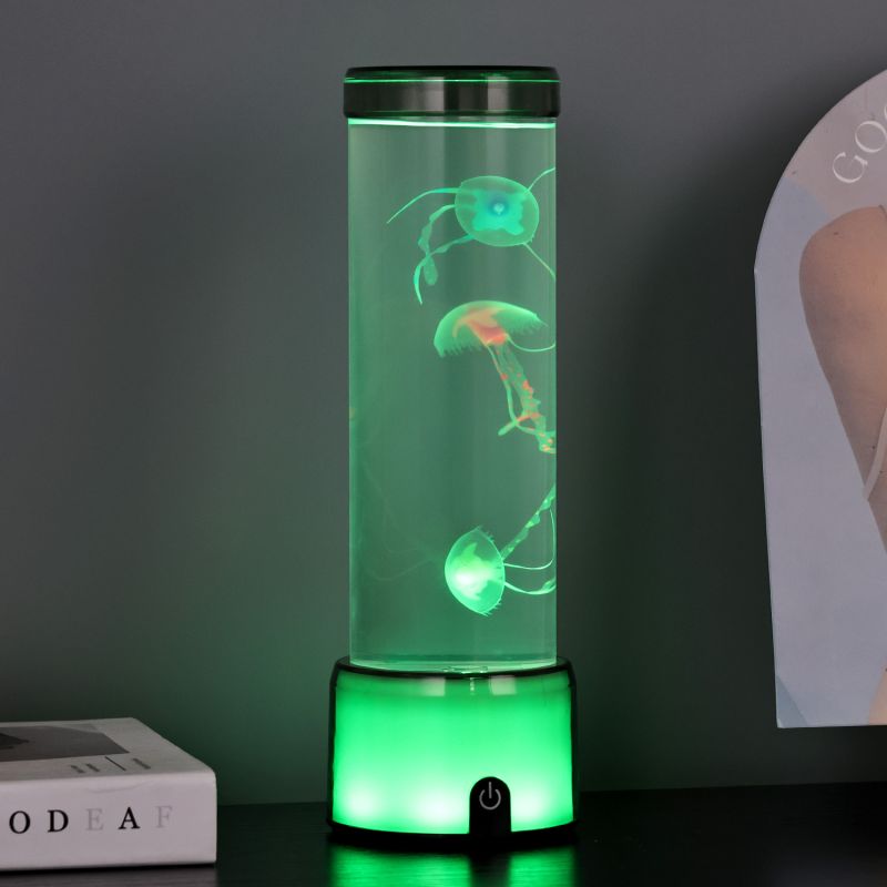 Zmieniająca kolor lampa z pływającymi meduzami 33cm