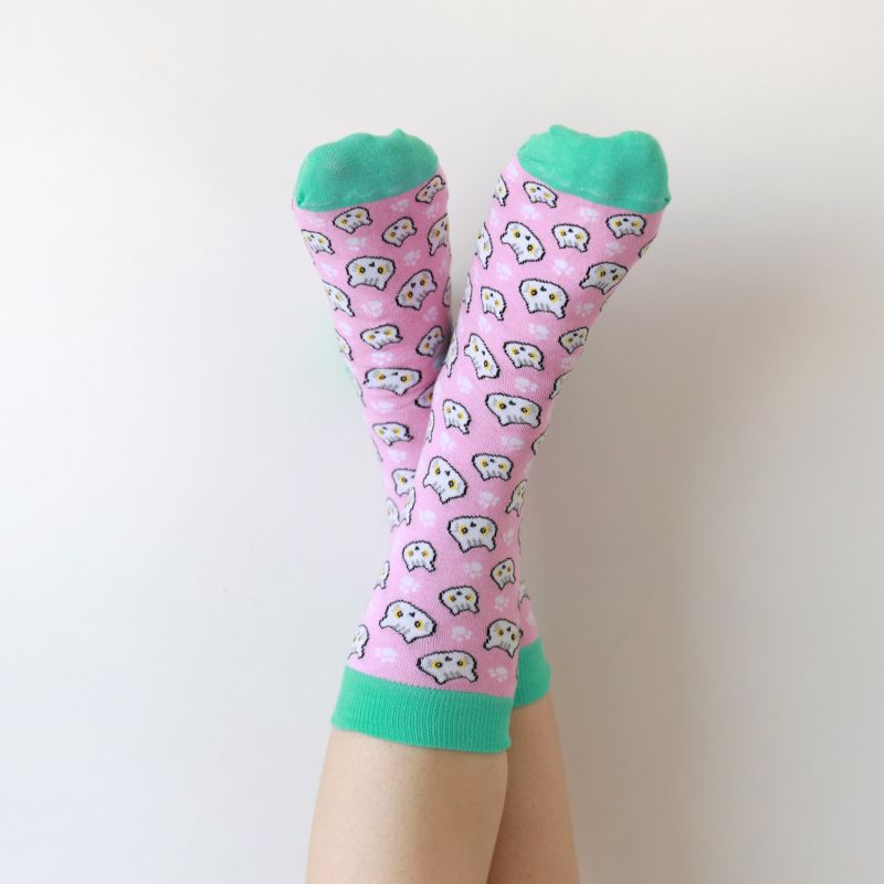 Skarpetki bawełniane z kotkiem różowe