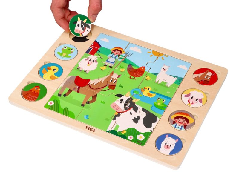 Puzzle 2w1 Farma- układanka odszukaj cień