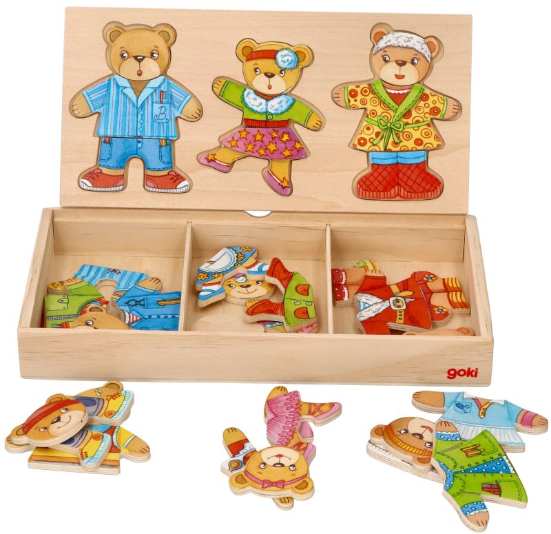 Puzzle drewniane ubierz misie