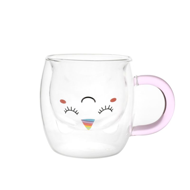 Szklanka termiczna z podwójnego szkła Jednorożec