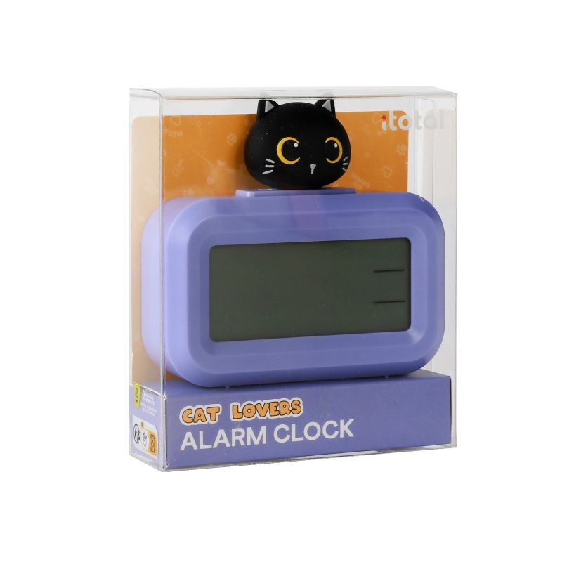 Budzik z kotkiem fioletowy