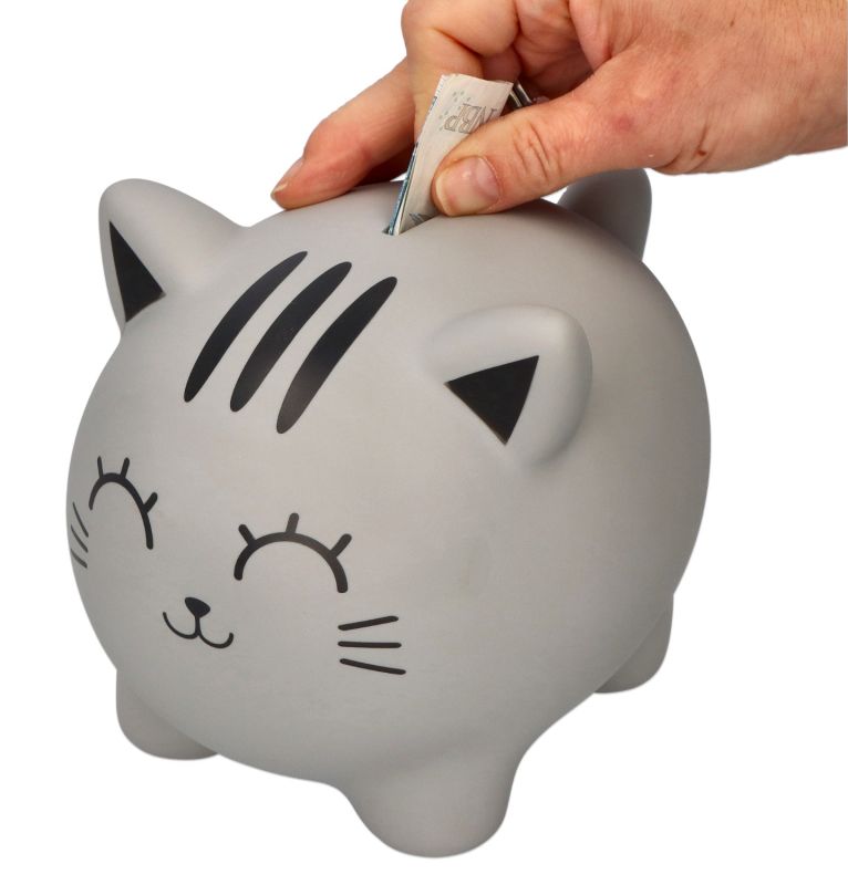 i-total Duża skarbonka Szary Kot