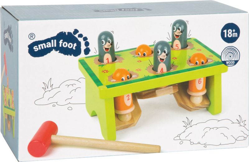 Drewniana zabawka przebijanka wbijanka Złap Krecika 