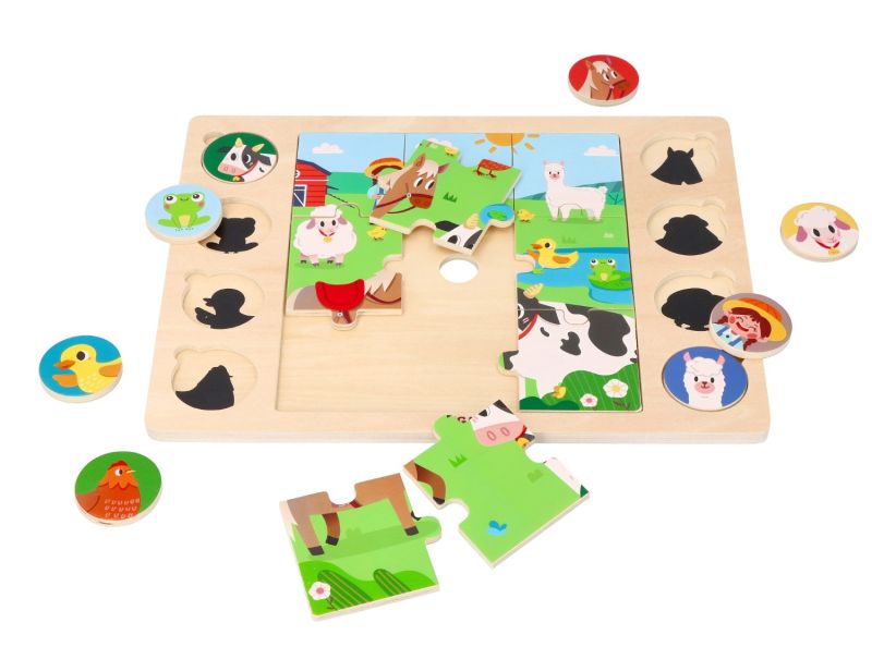 Puzzle 2w1 Farma- układanka odszukaj cień