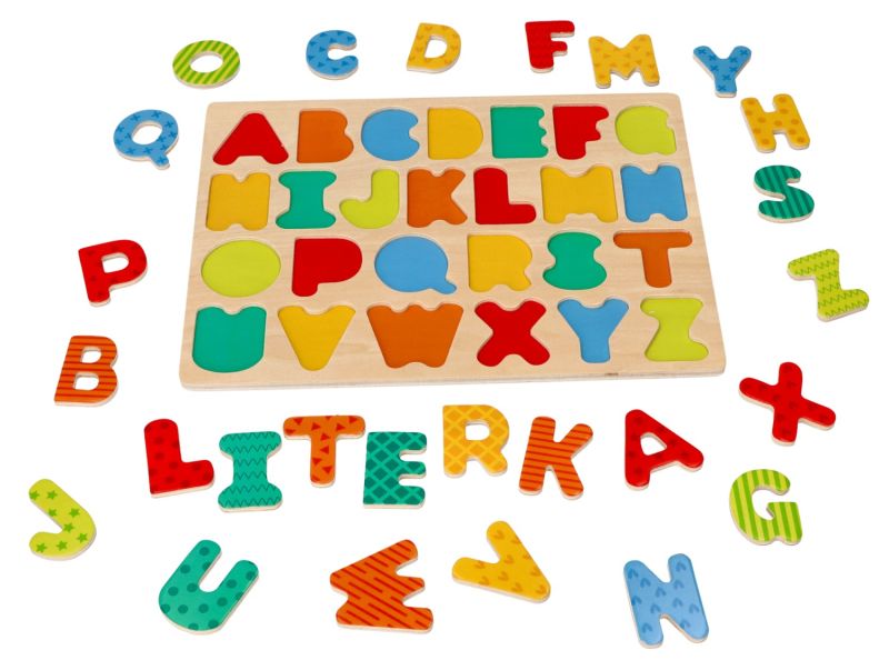 Nowe puzzle drewniane Alfabet - układanka z literkami