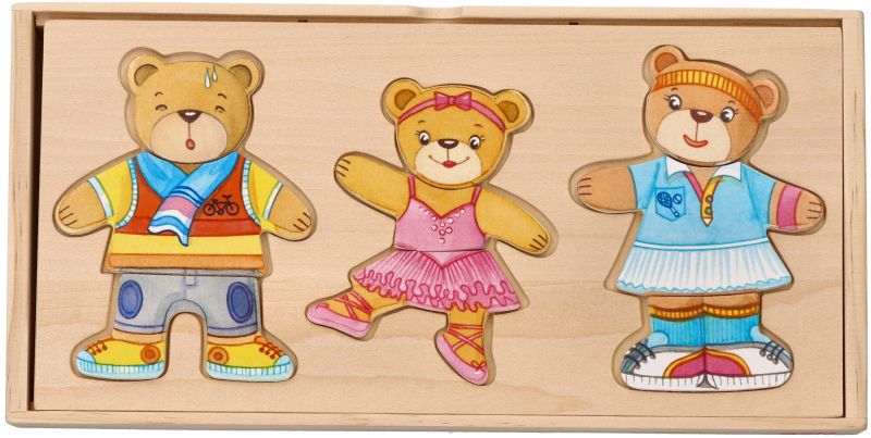 Puzzle drewniane ubierz misie