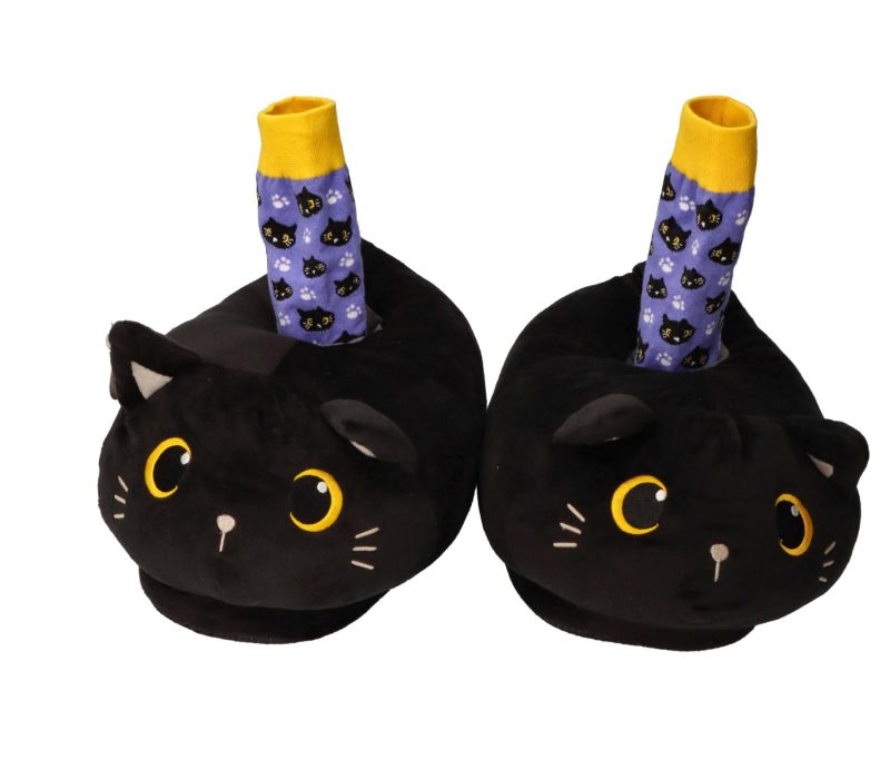 Kapcie pluszowe Czarne Koty