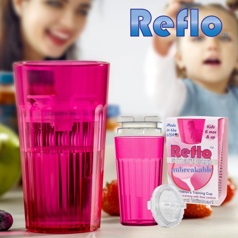 Reflo NOWY NIETŁUKĄCY kubek treningowy dla dzieci różowy