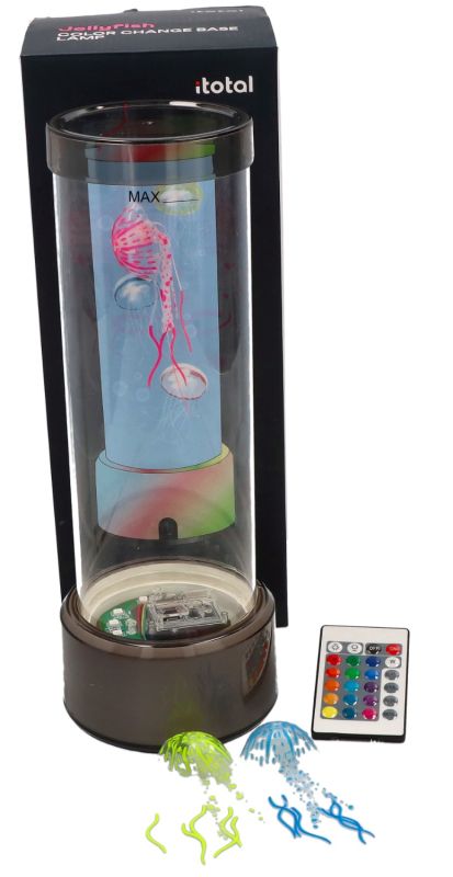 Zmieniająca kolor lampa z pływającymi meduzami 33cm