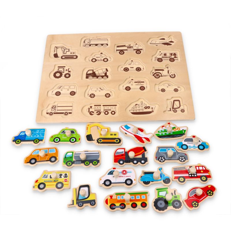Duża 40x30 cm drewniana układanka puzzle Transport