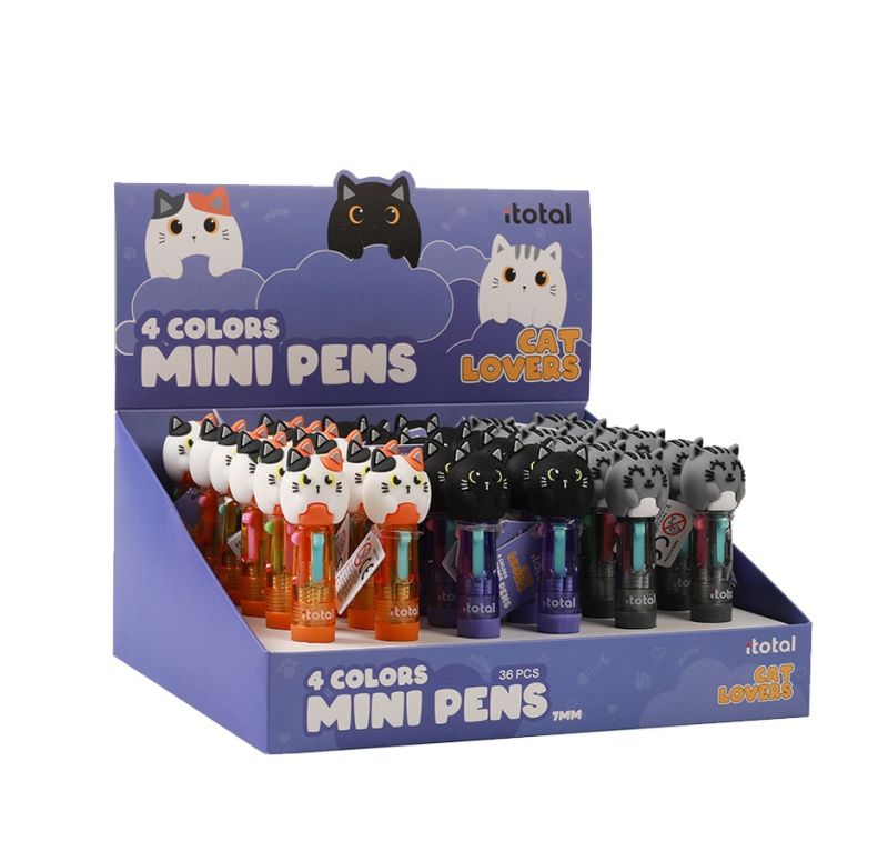 Mini długopis 4-kolorowy pomarańczowy kotek