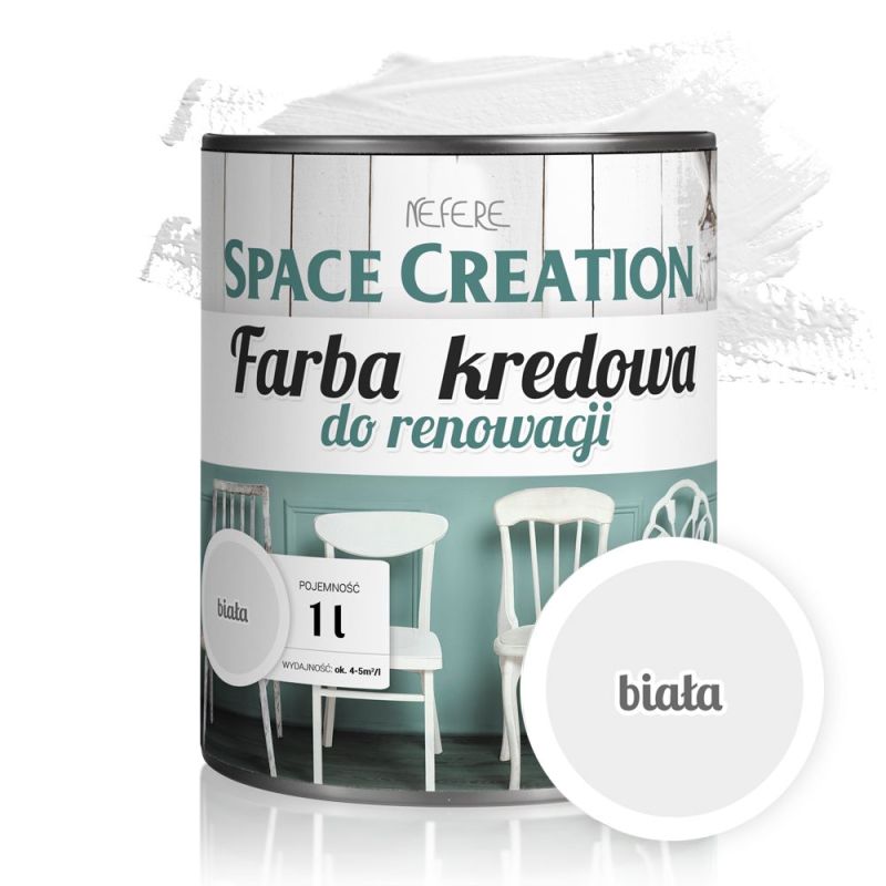 Farba kredowa do renowacji mebli - biała 1 litr