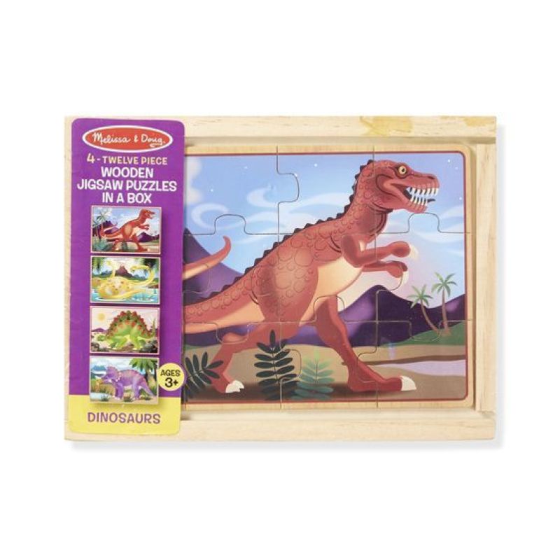 Drewniane puzzle – zestaw 4 obrazków – Dinozaury 