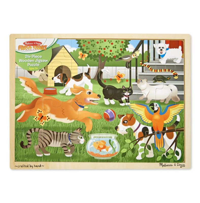 Duże drewniane puzzle – Zwierzęta domowe - 24 el.
