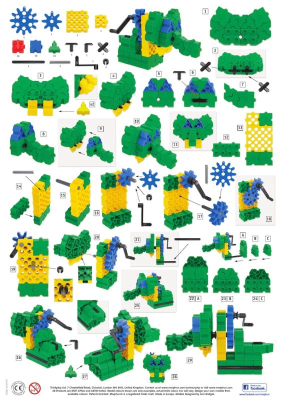 Zestaw klocków i kół zębatych, Morphun 320 elementów
