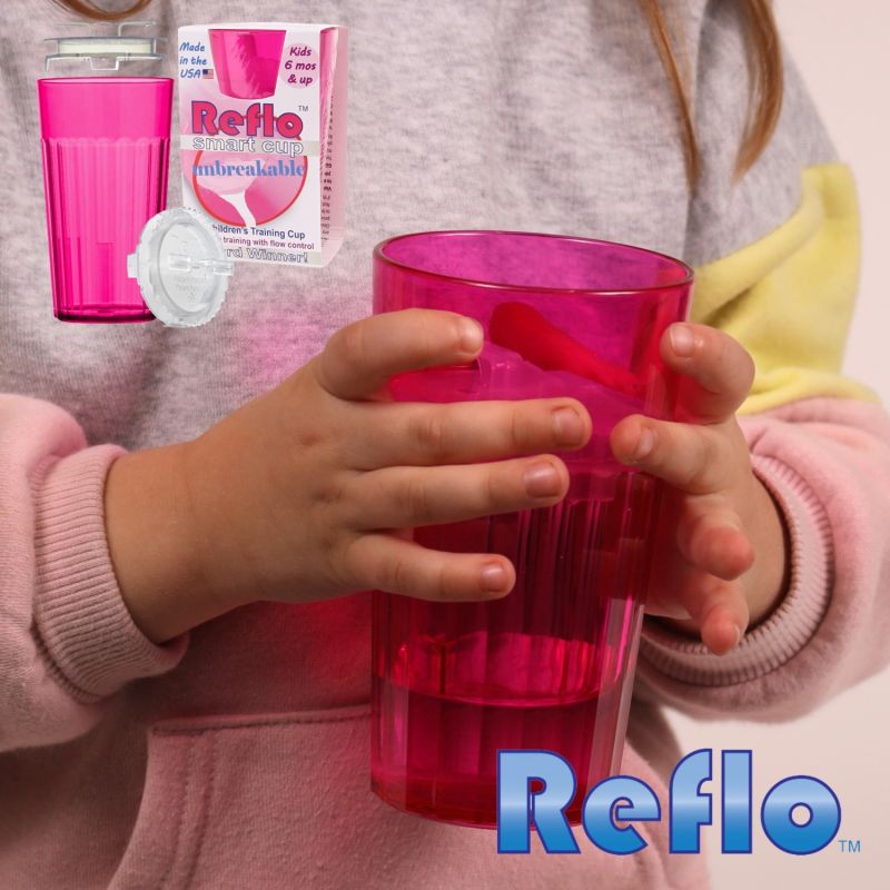 Reflo NOWY NIETŁUKĄCY kubek treningowy dla dzieci różowy