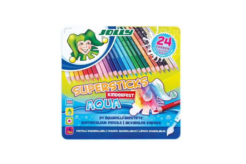 Kredki Supersticks Aqua 24 kolory w metalowym pudełku