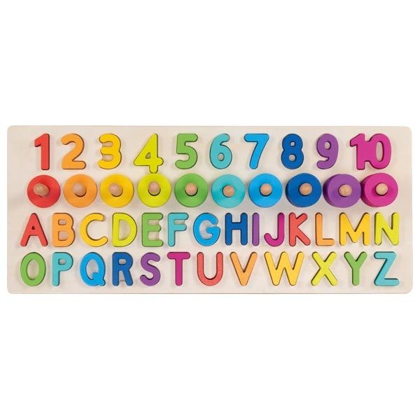Puzzle alfanumeryczne montessori, literki i cyferki