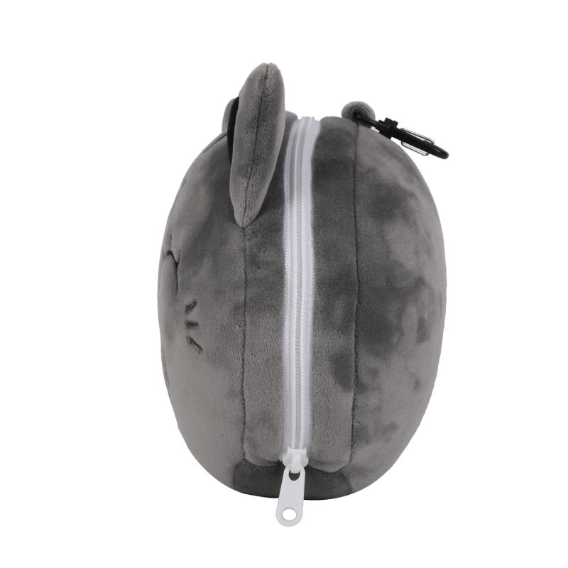 Poduszka podróżna z maską szary kot