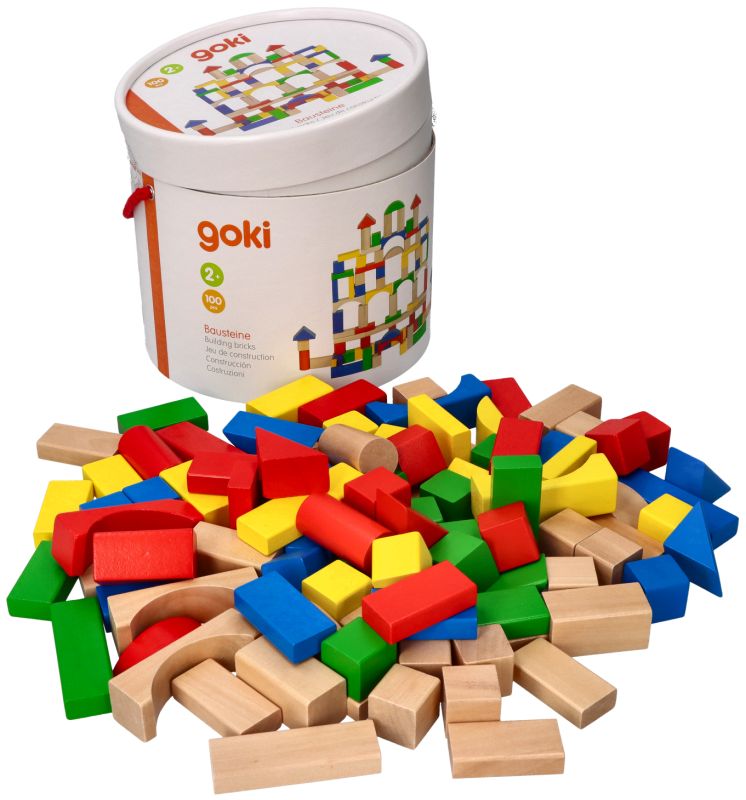 Klocki drewniane w wiaderku 100 sztuk