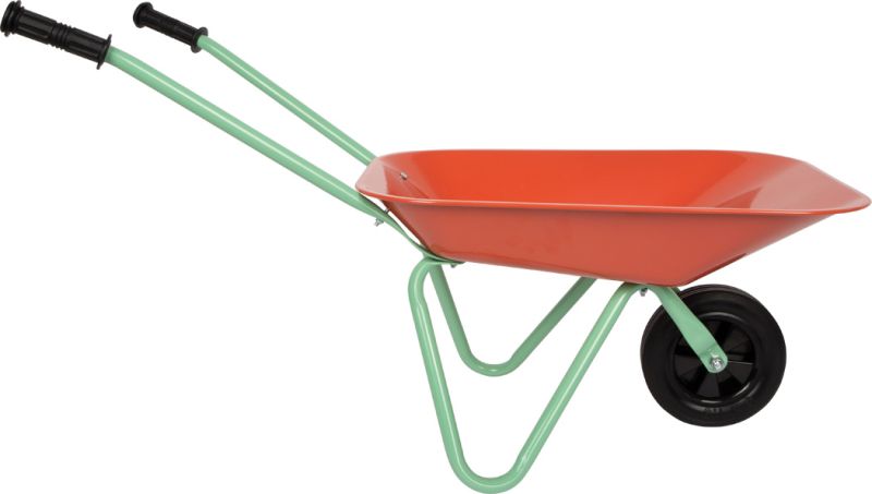 Duży zestaw narzędzi ogrodowych z taczką