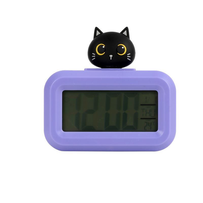 Budzik z kotkiem fioletowy