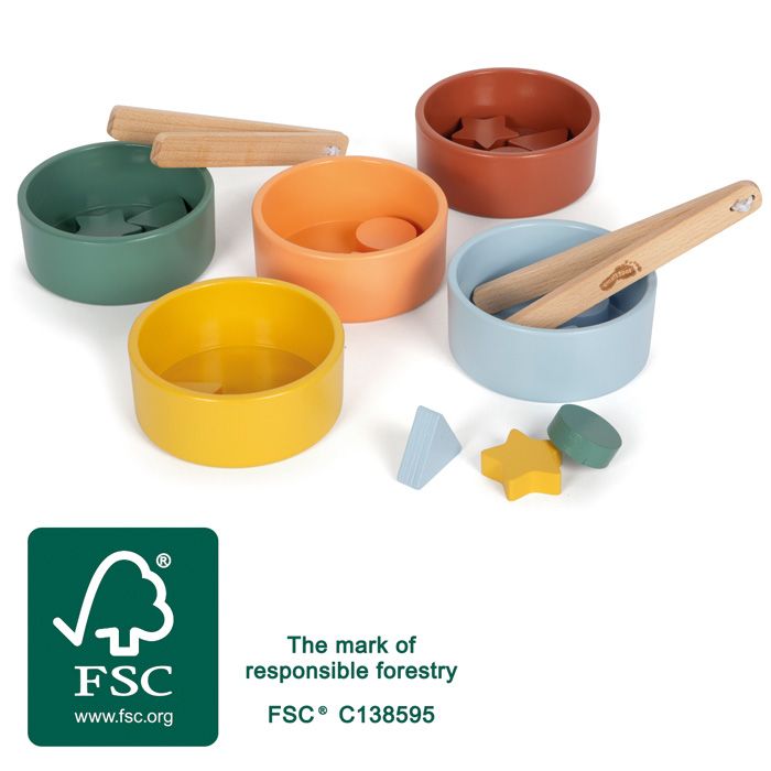 Drewniane miseczki do sortowania Montessori
