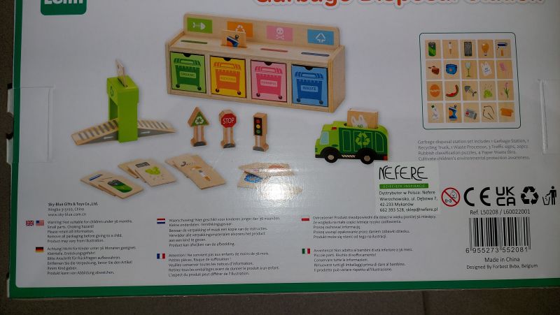 Drewniana sortownia śmieci - układanka - bezpieczeństwo produktu