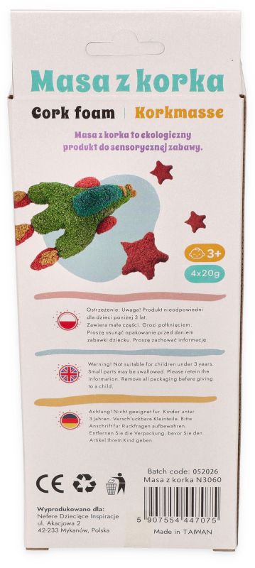 Masa z korka korkolina sensoryczna Adam Toys - bezpieczeństwo produktu
