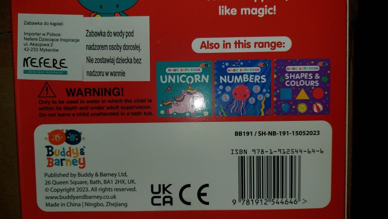 Magiczna kolorowa książeczka do kąpieli z Dinozaurami - bezpieczeństwo produktu