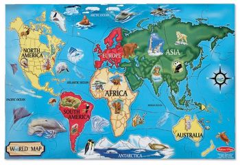 Puzzle podłogowe Mapa Świata 33szt.
