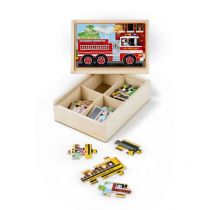 Drewniane puzzle – zestaw 4 obrazków – pojazdy