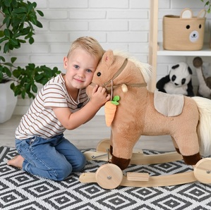 Konik na biegunach z marchewką