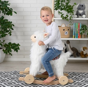 Alpaka na biegunach z kołami