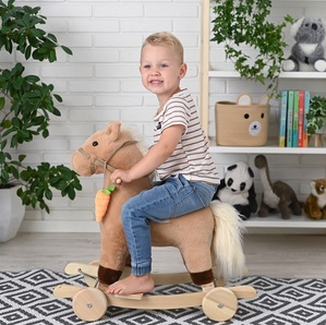 Konik na biegunach z marchewką